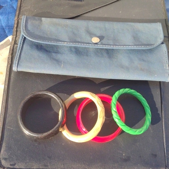 1950's Bracelet and Leather Bag - Picture 1 of 5
